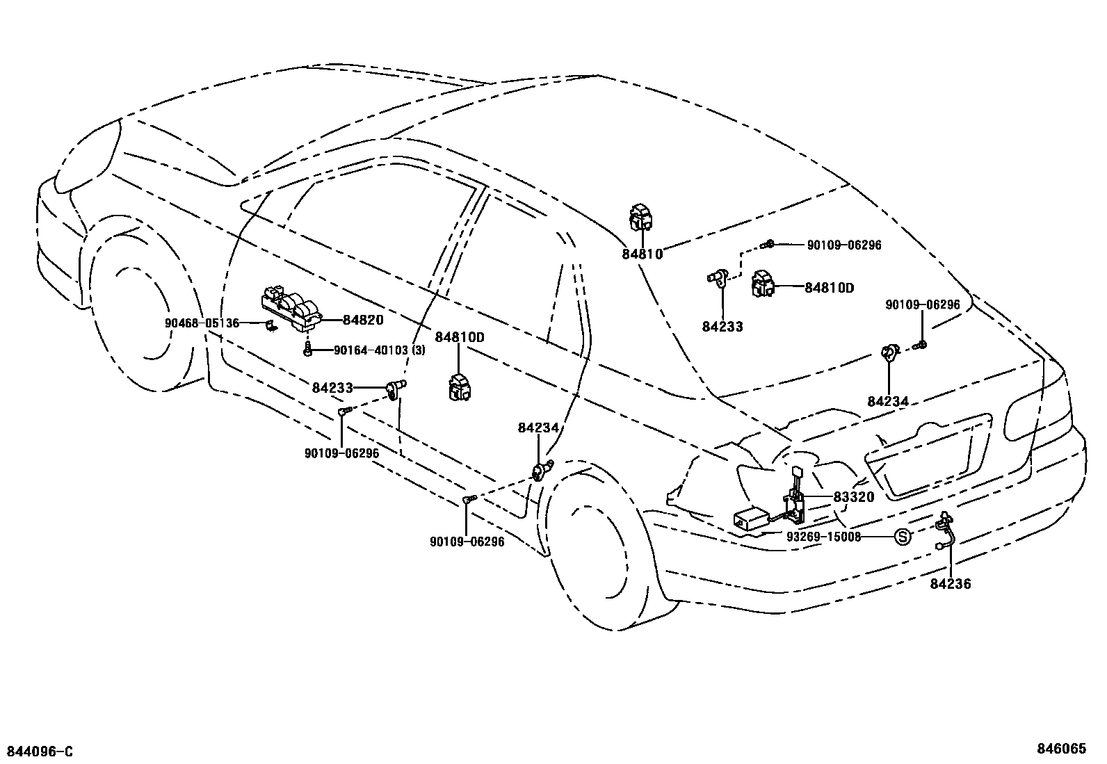 Toyota COROLLA 开关和继电器和ECU EPC diagram — 846065