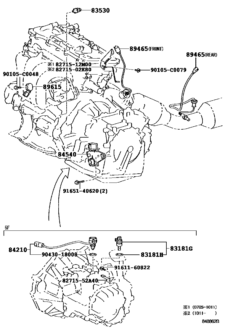 Toyota COROLLA 开关和继电器和ECU EPC diagram — 848862B