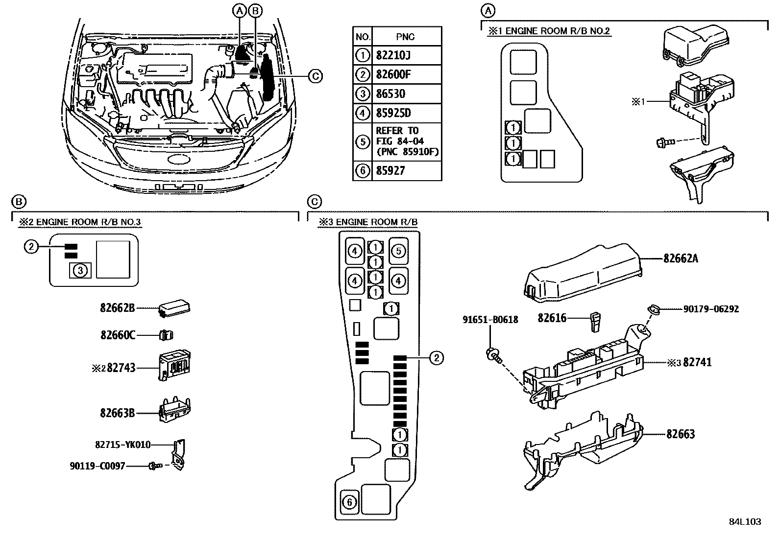 Toyota COROLLA 开关和继电器和ECU EPC diagram — 84L103
