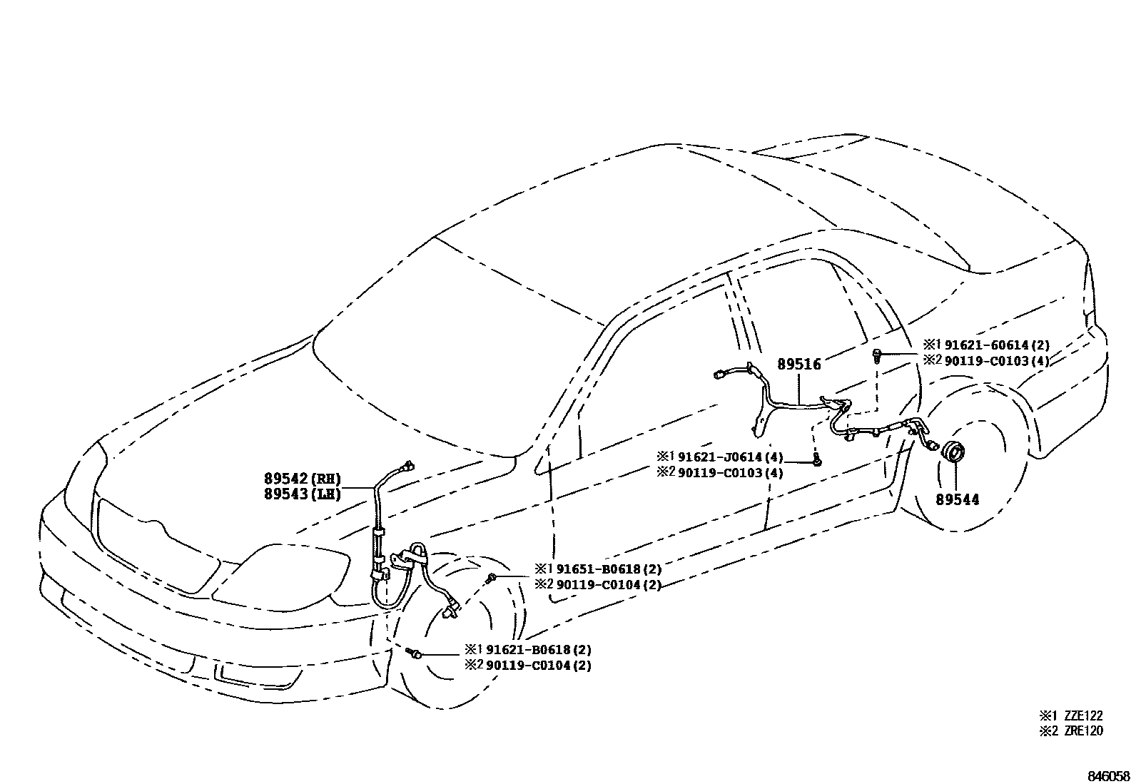Toyota COROLLA ABS 和 VSC EPC diagram — 846058A