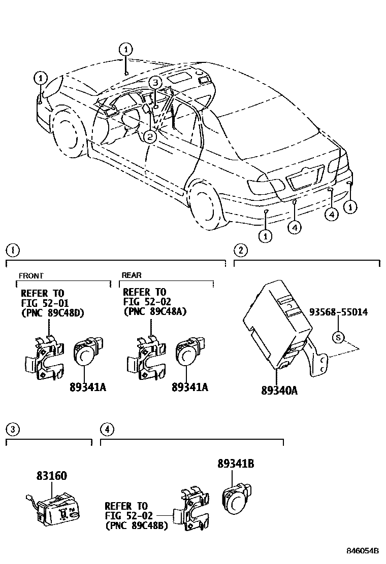 Toyota COROLLA 测距雷达和倒车雷达 EPC diagram — 846054C