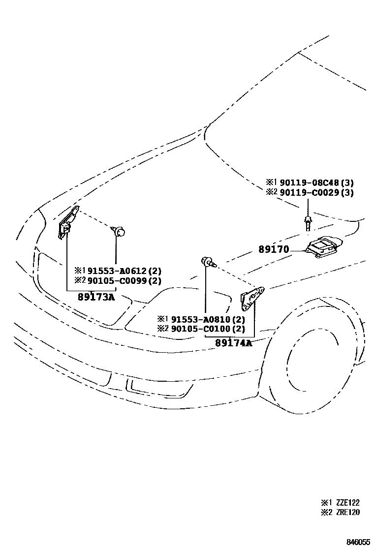 Toyota COROLLA 空气囊 EPC diagram — 846055A