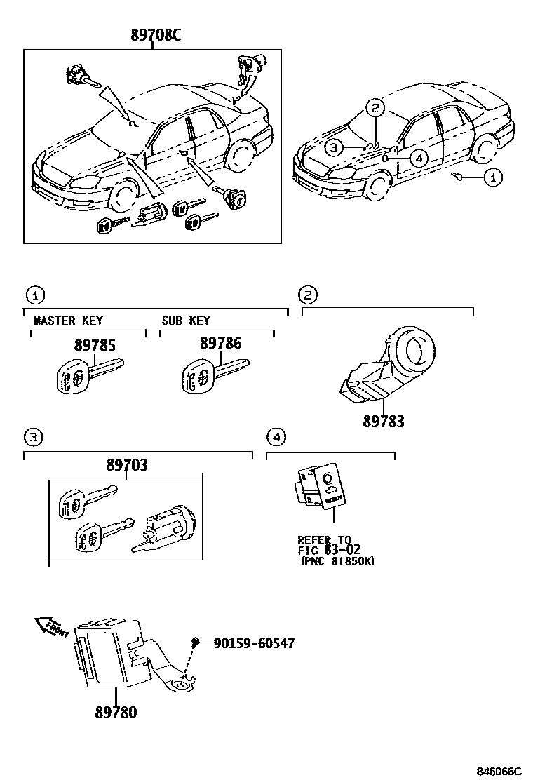 Toyota COROLLA 防盗装置 EPC diagram — 846066C