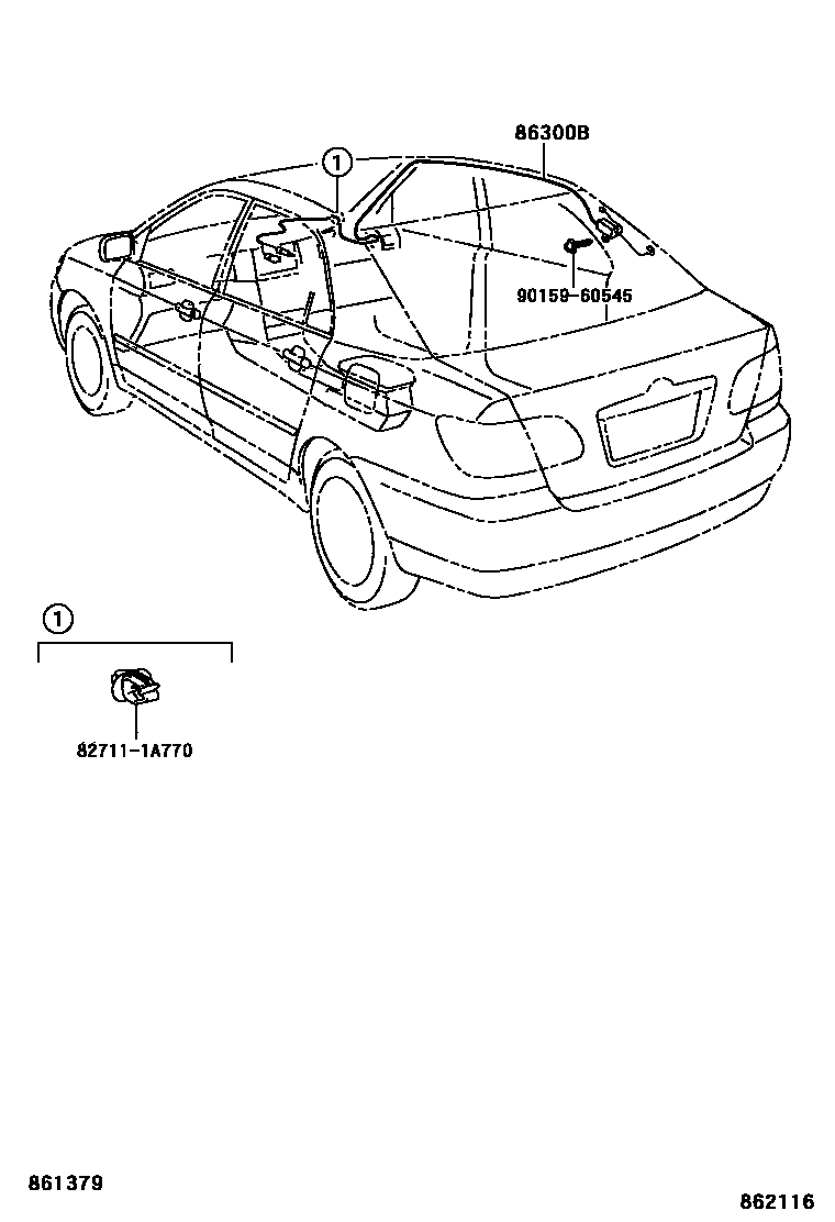 Toyota COROLLA antenna EPC diagram — 862116