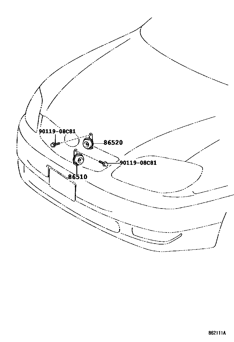 Toyota COROLLA 喇叭 EPC diagram — 862111A