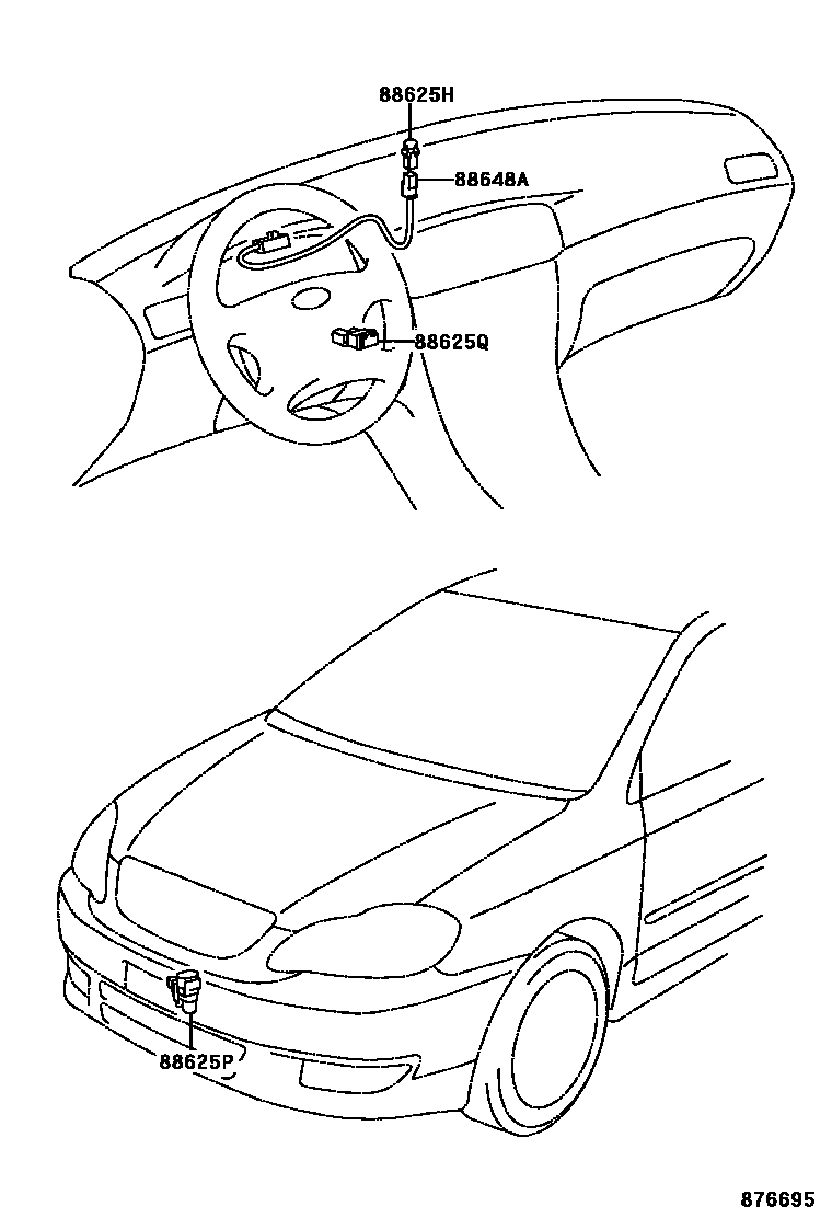 Toyota COROLLA 暖风和空调系统 - 控制器和风管 EPC diagram — 876695