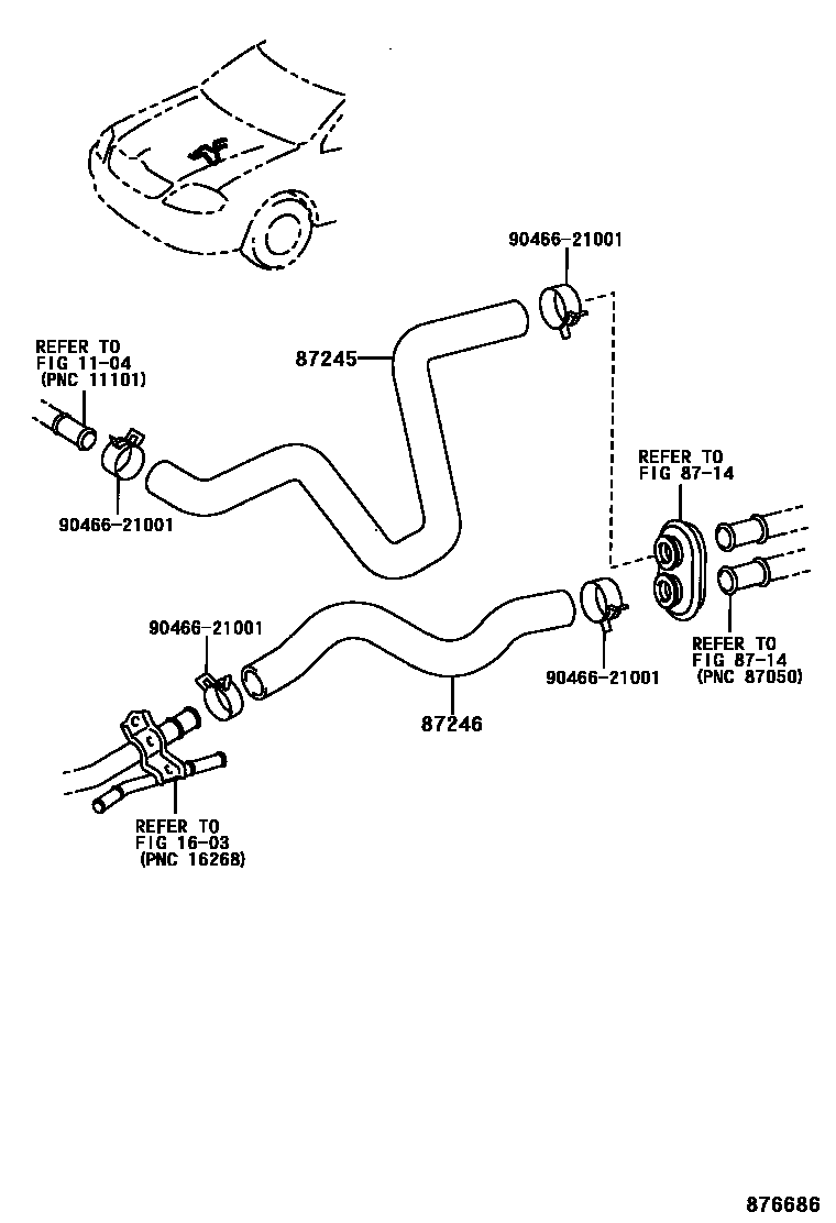 Toyota COROLLA 暖风和空调系统 - 水管 EPC diagram — 876686