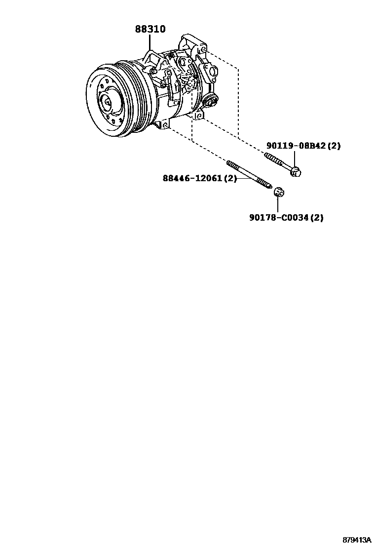 Toyota COROLLA Heating & Air Conditioning - Compressor EPC diagram — 879413A