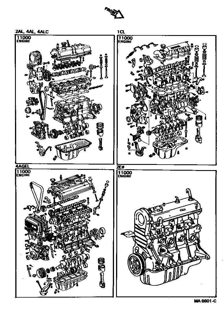 Toyota COROLLA Partial Engine Assembly EPC diagram — MA6601C