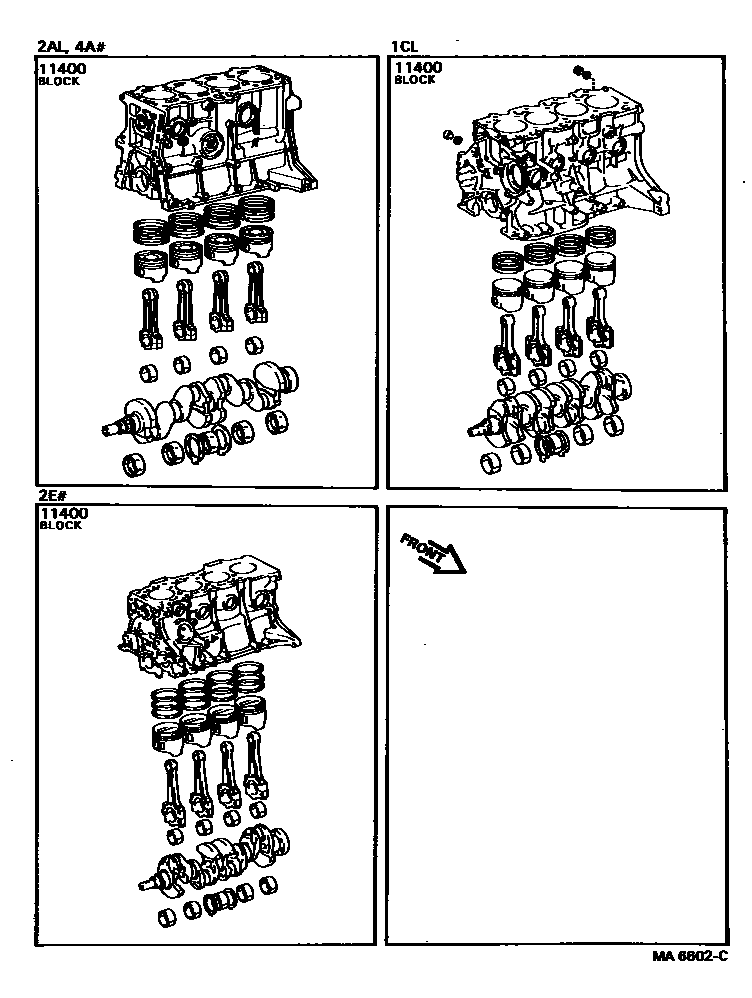 Toyota COROLLA Short Block Assembly EPC diagram — MA6602C