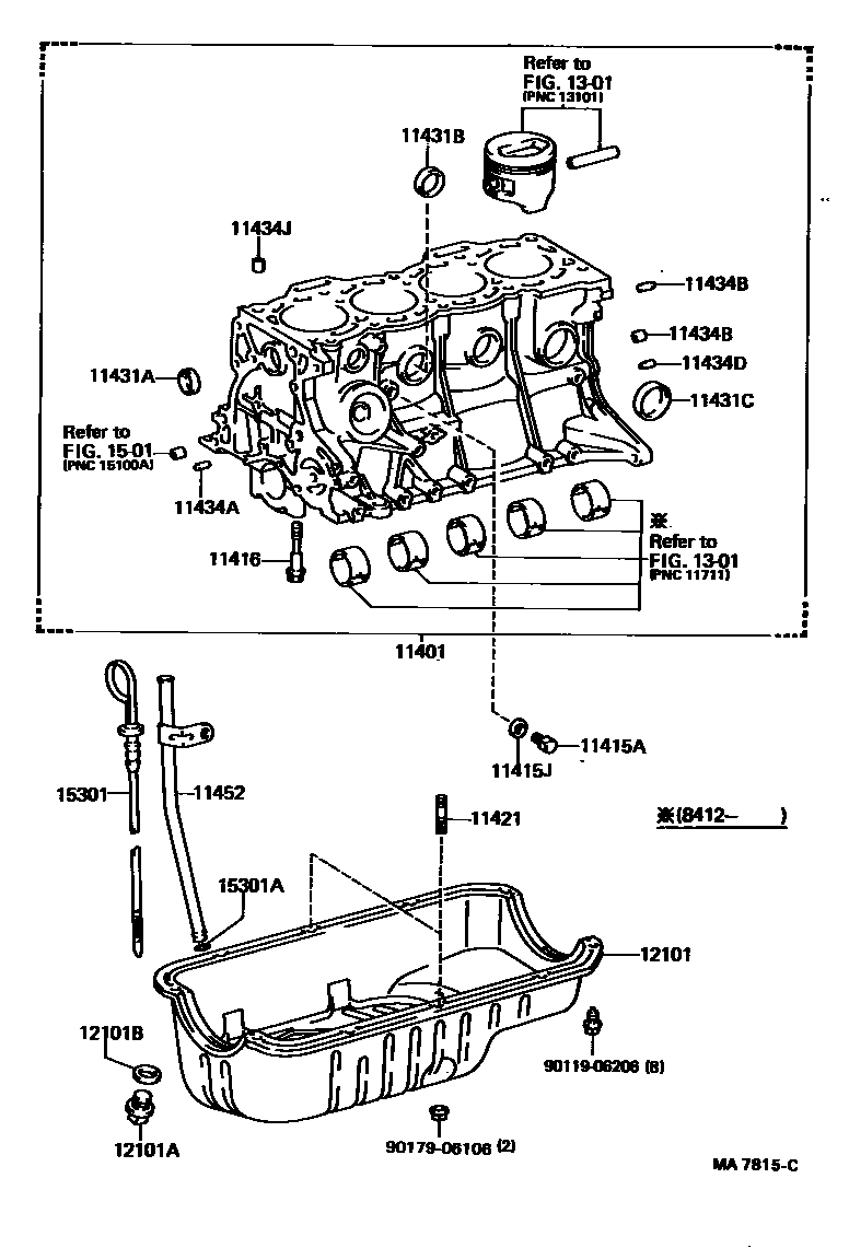 Toyota COROLLA Cylinder Block EPC diagram — MA7815C