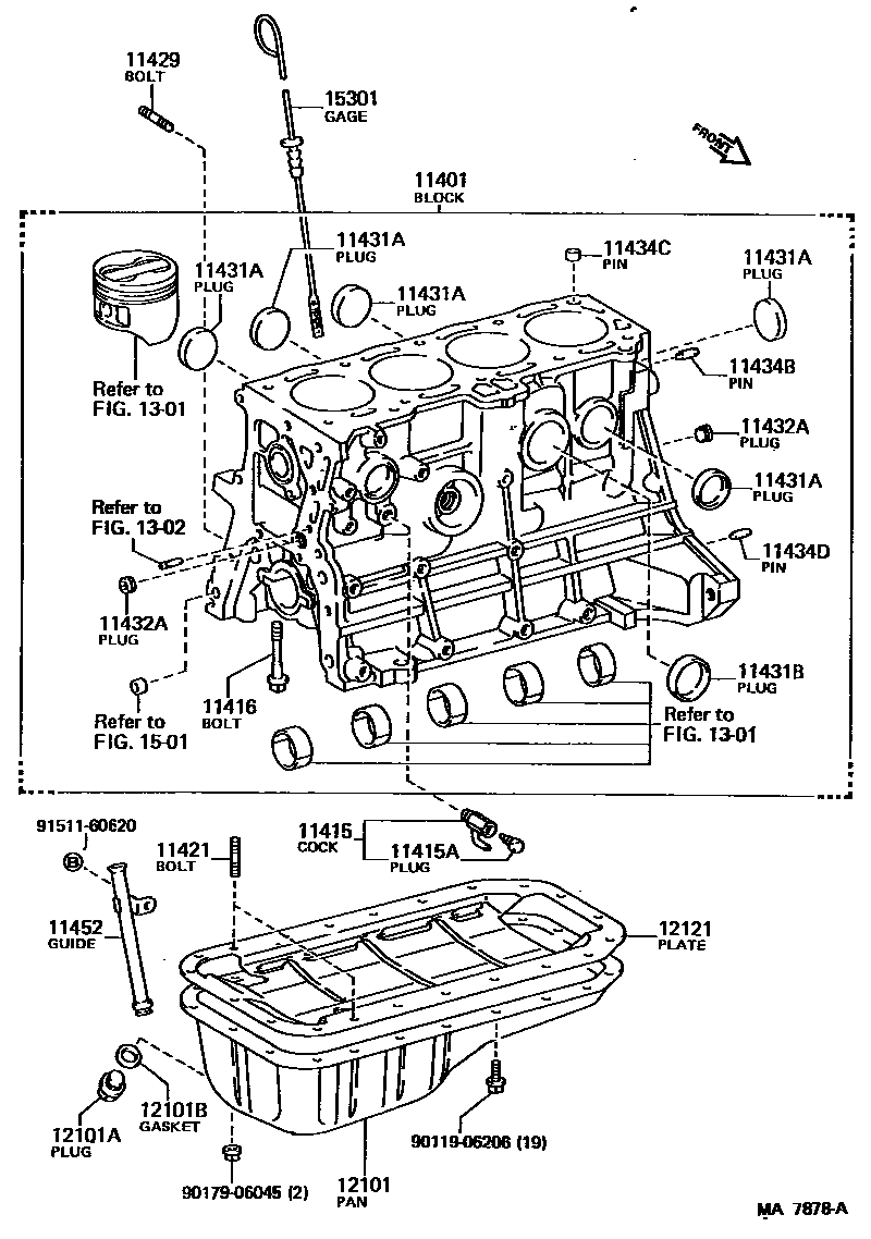 Toyota COROLLA Cylinder Block EPC diagram — MA7878A
