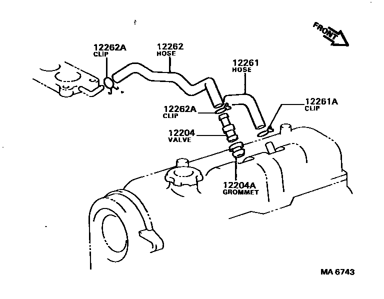 Toyota COROLLA Ventilation Hose EPC diagram — MA6743