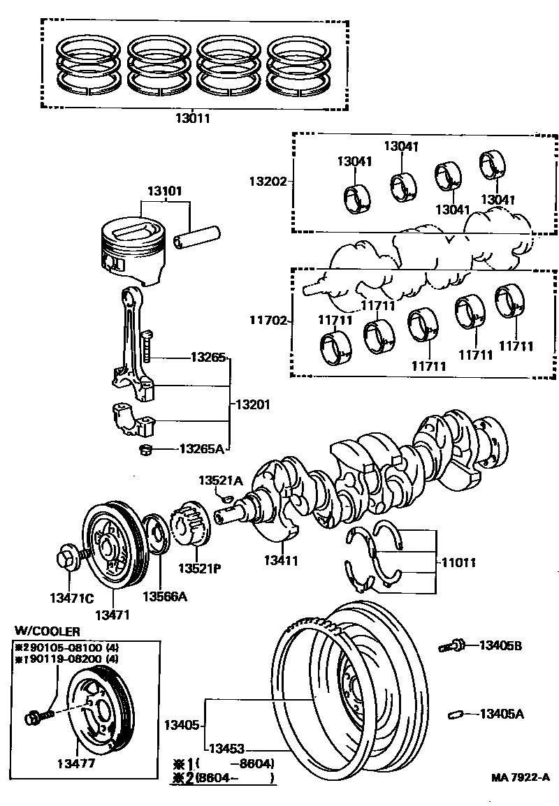 Toyota COROLLA Crankshaft & Piston EPC diagram — MA7922A