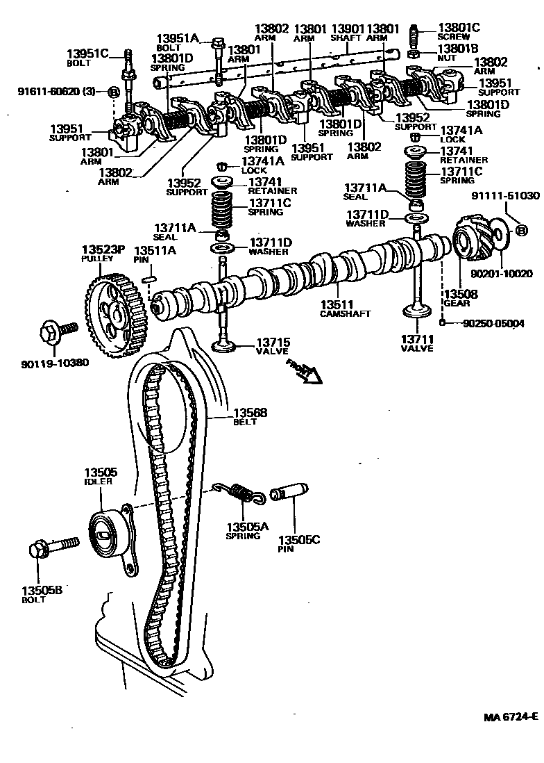 Toyota COROLLA Camshaft & Valve EPC diagram — MA6724E