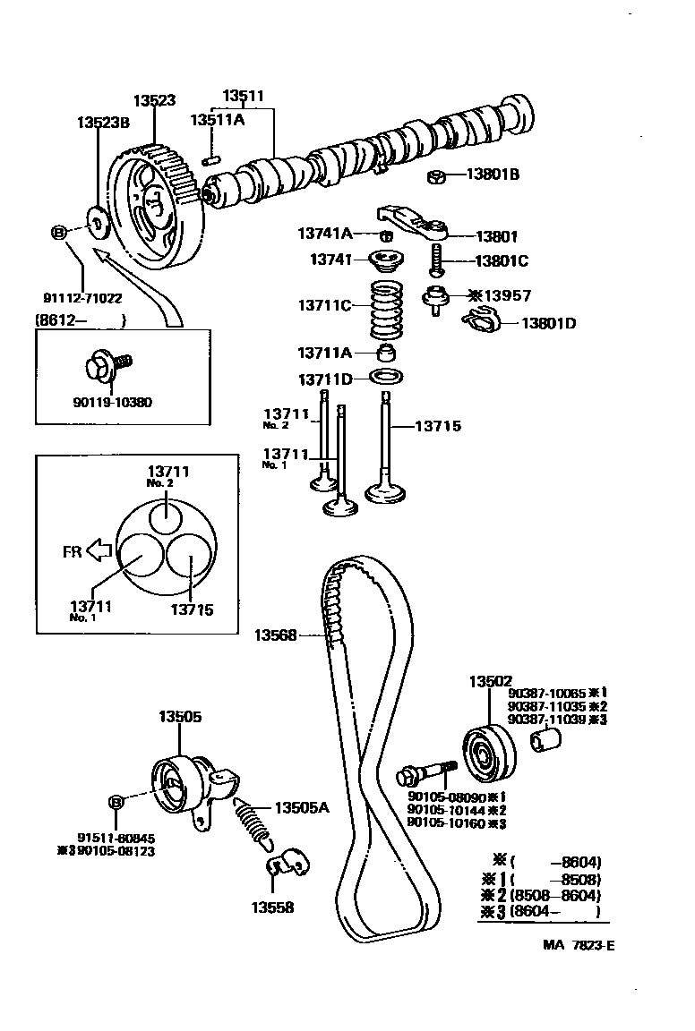 Toyota COROLLA Camshaft & Valve EPC diagram — MA7823E