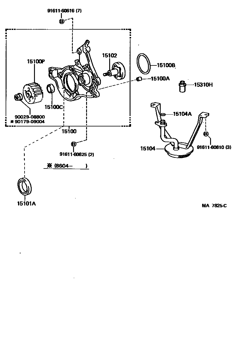 Toyota COROLLA Engine Oil Pump EPC diagram — MA7825C