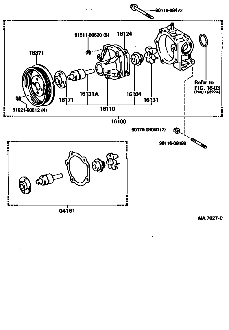 Toyota COROLLA Water Pump EPC diagram — MA7827C