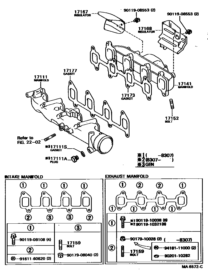 Toyota COROLLA Manifold EPC diagram — MA6572C
