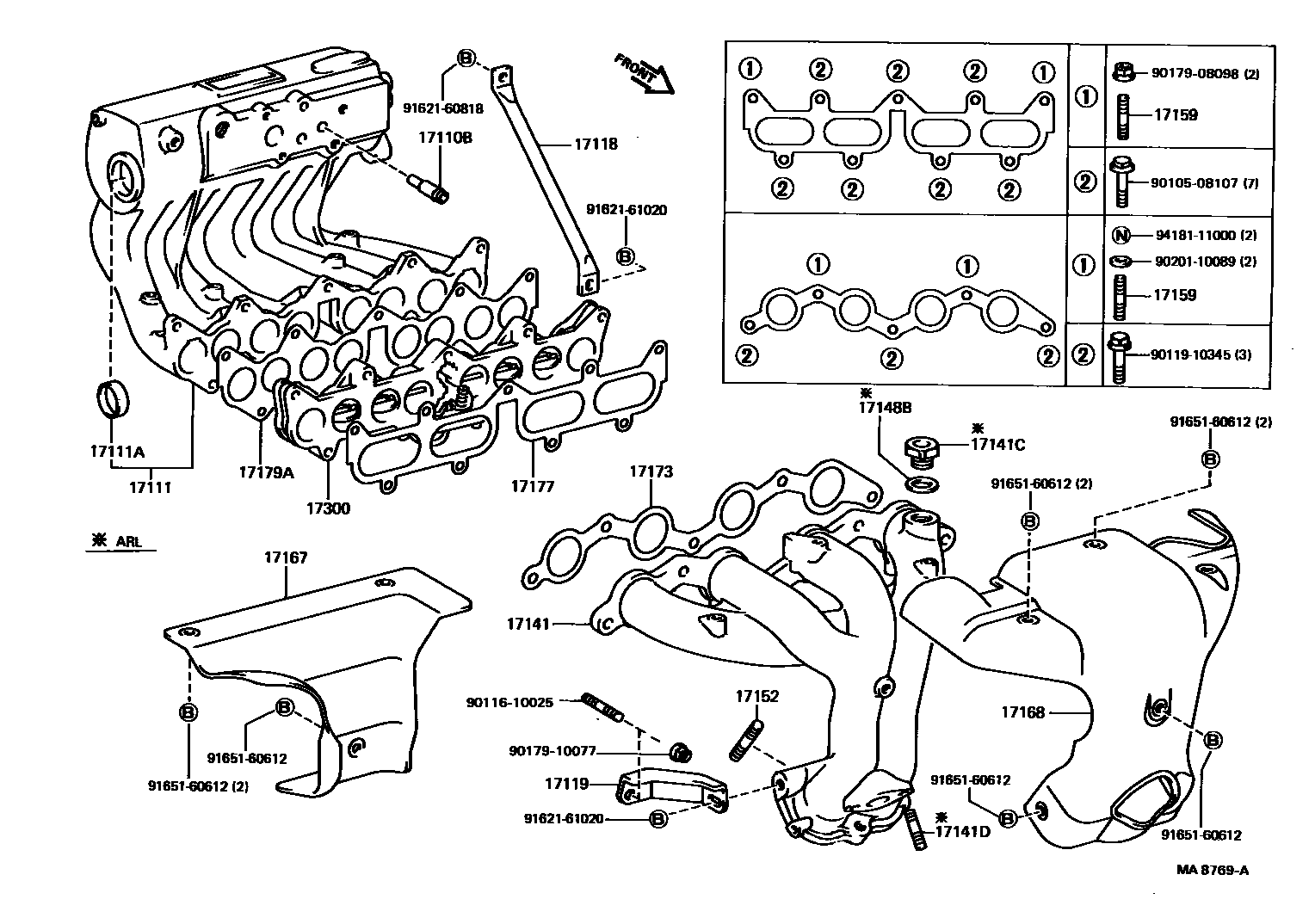 Toyota COROLLA Manifold EPC diagram — MA8769A