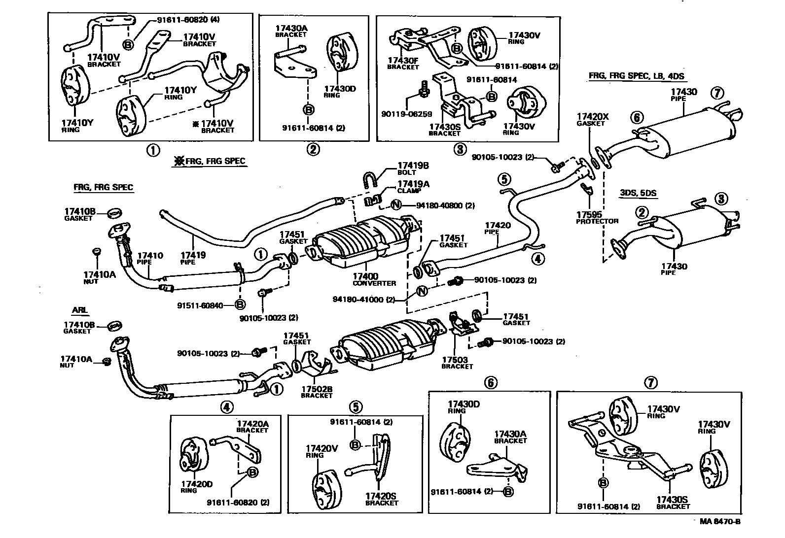 Toyota COROLLA Exhaust Pipe EPC diagram — MA8470B