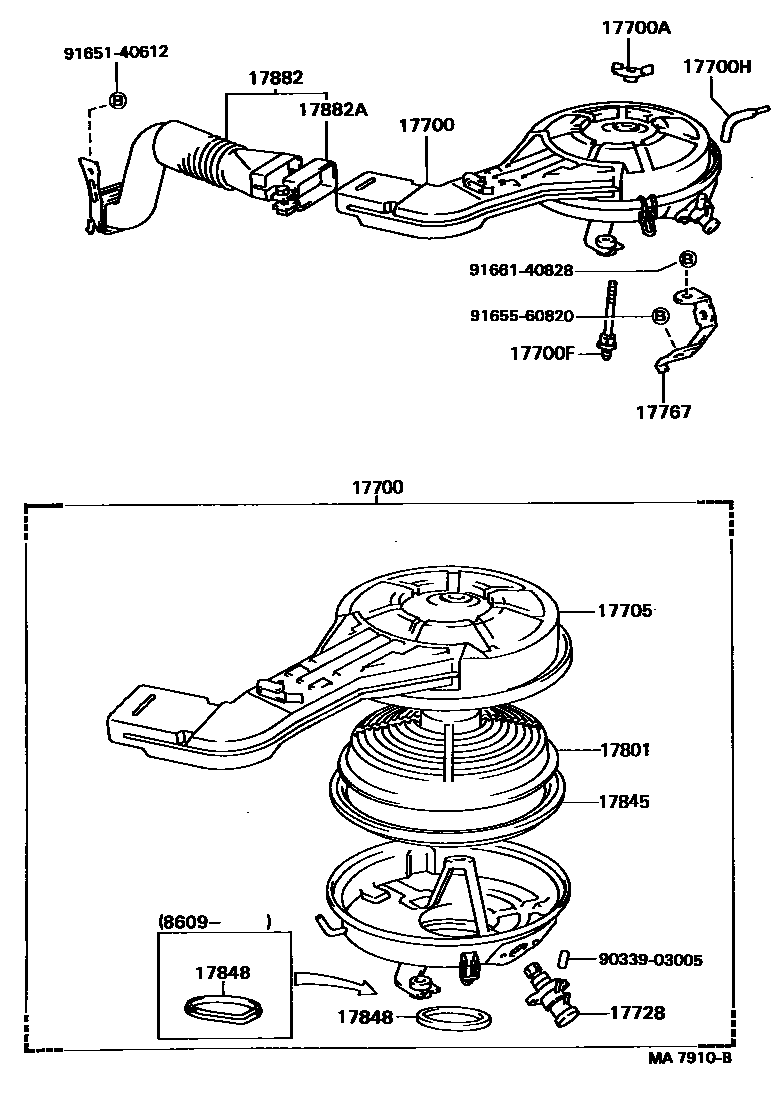 Toyota COROLLA Air Cleaner EPC diagram — MA7910B