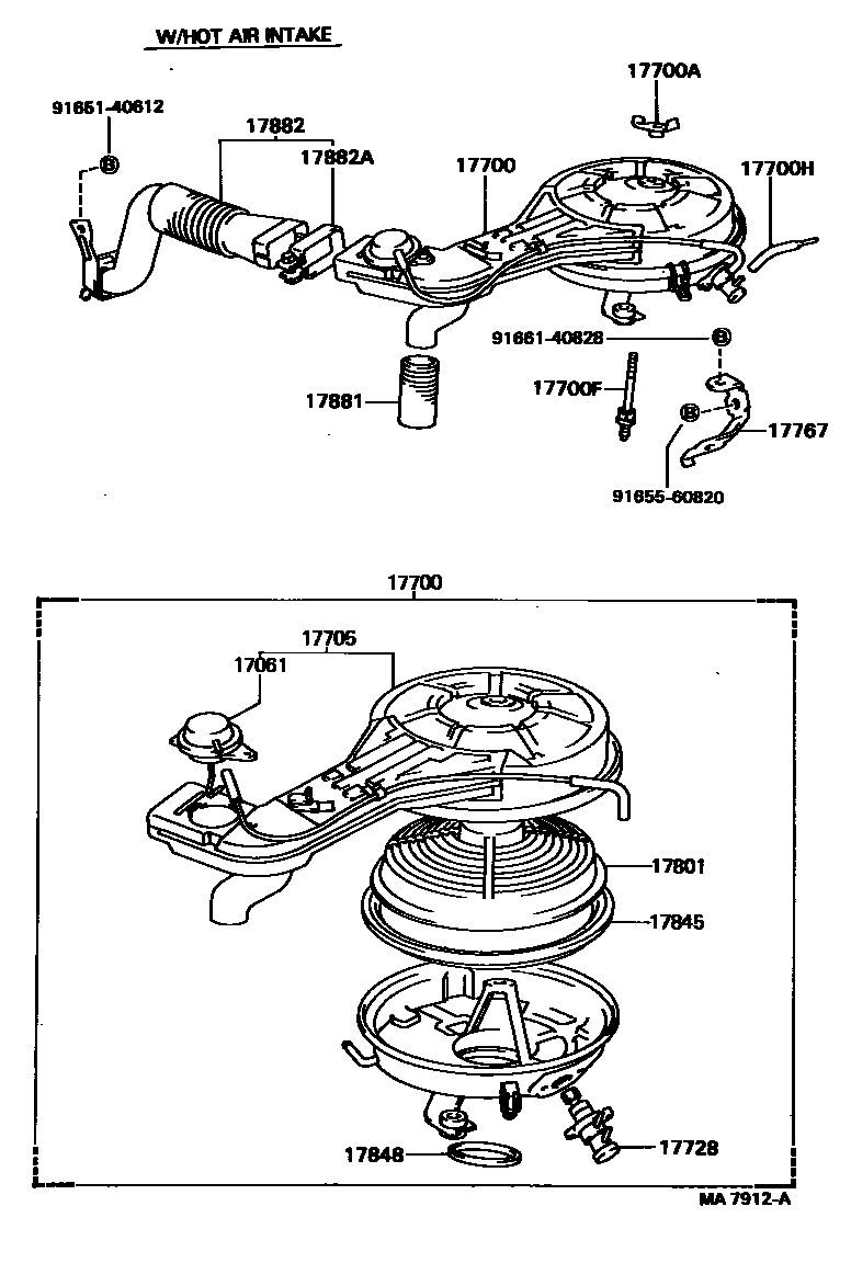 Toyota COROLLA Air Cleaner EPC diagram — MA7912A