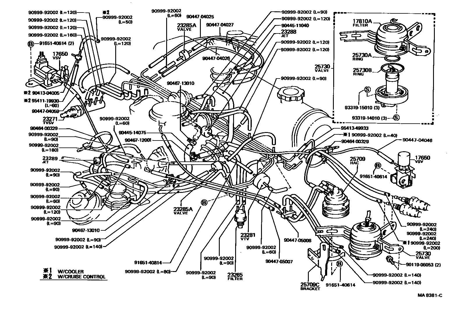 Toyota COROLLA vacuum tube EPC diagram — MA8381C