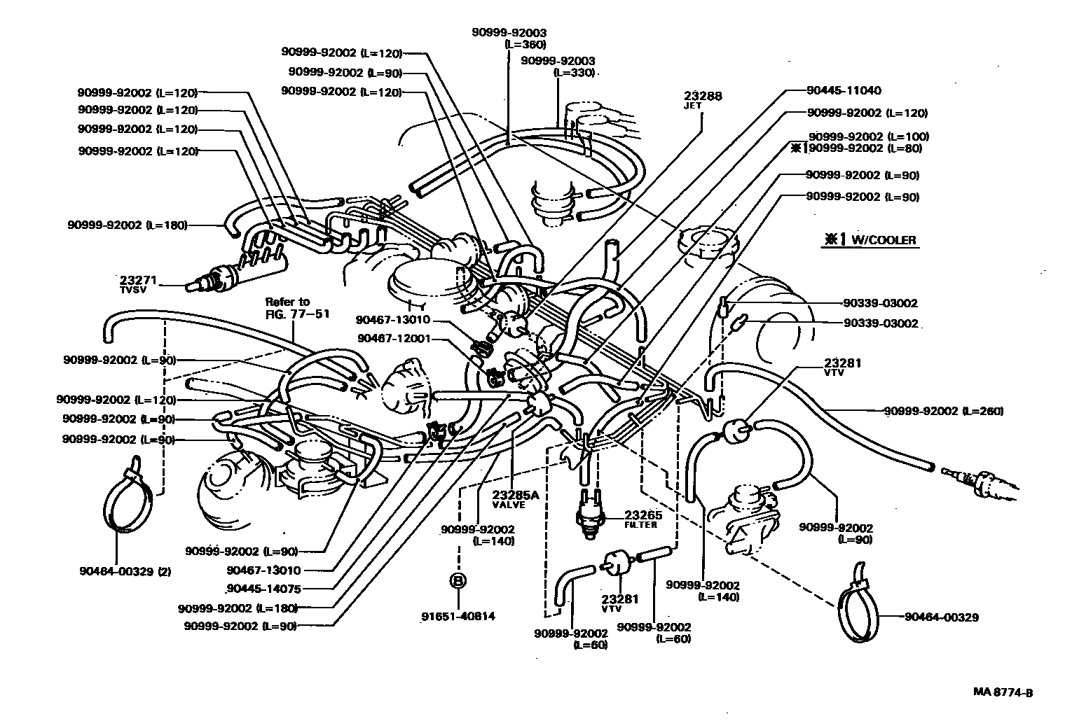 Toyota COROLLA vacuum tube EPC diagram — MA8774B