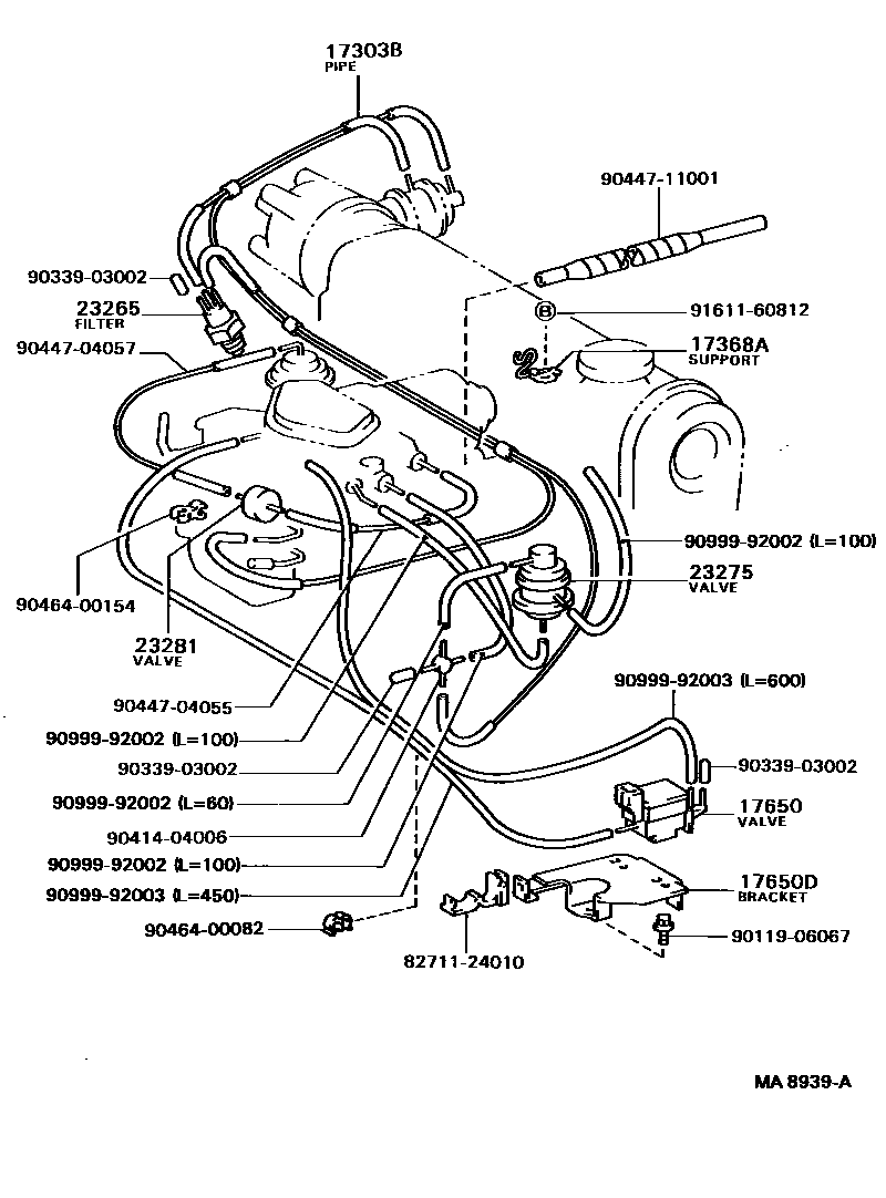 Toyota COROLLA vacuum tube EPC diagram — MA8939A