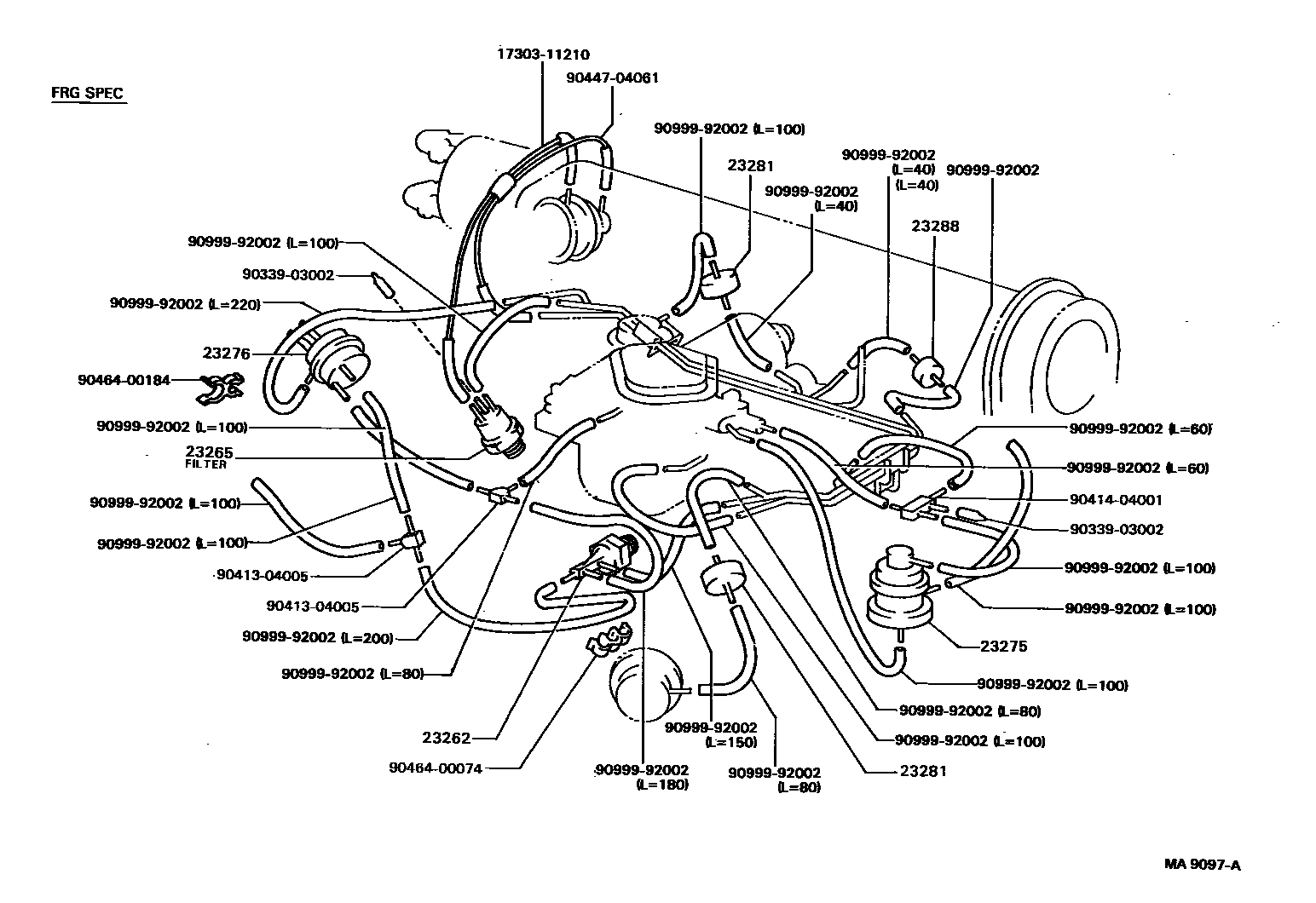Toyota COROLLA vacuum tube EPC diagram — MA9097A