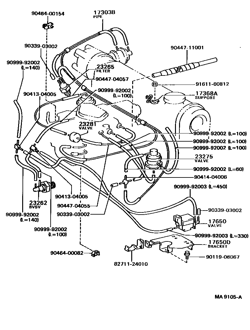 Toyota COROLLA vacuum tube EPC diagram — MA9105A