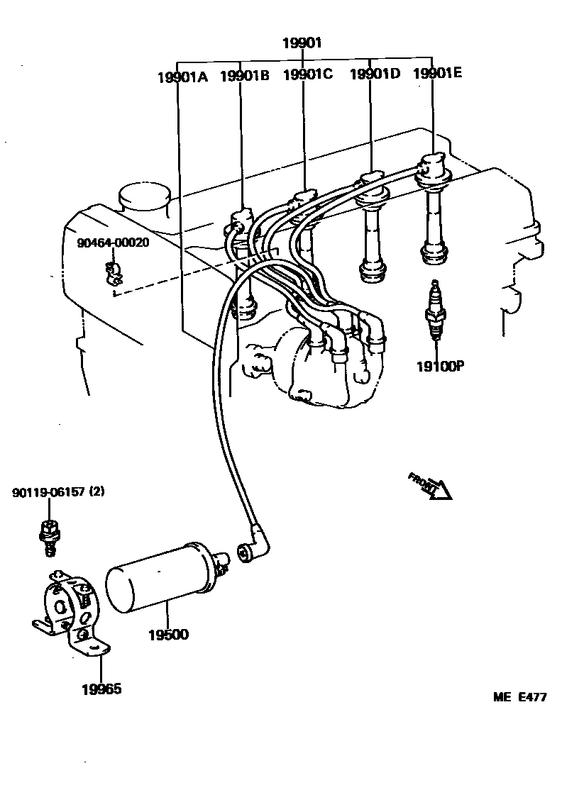 Toyota COROLLA 点火线圈和火花塞 /电热塞 EPC diagram — MEE477