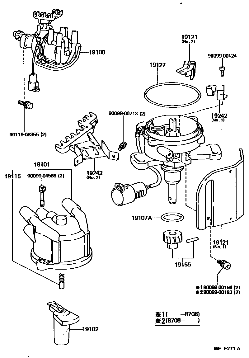 Toyota COROLLA 分电器 EPC diagram — MEF271A
