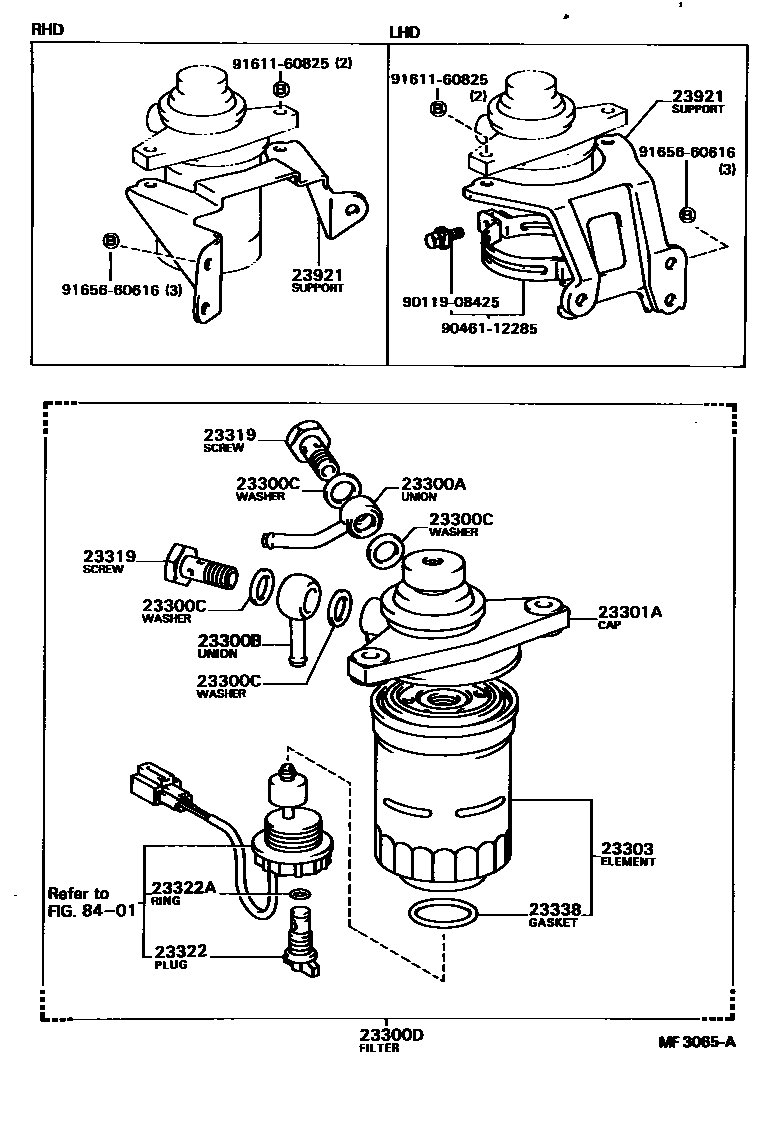 Toyota COROLLA fuel filter EPC diagram — MF3065A