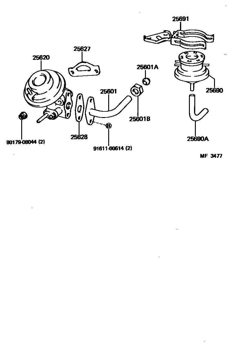 Toyota COROLLA 废气再循环系统 EPC diagram — MF3477