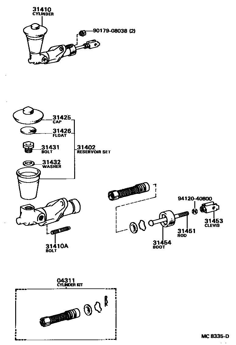 Toyota COROLLA 离合器总泵 EPC diagram — MC8335D