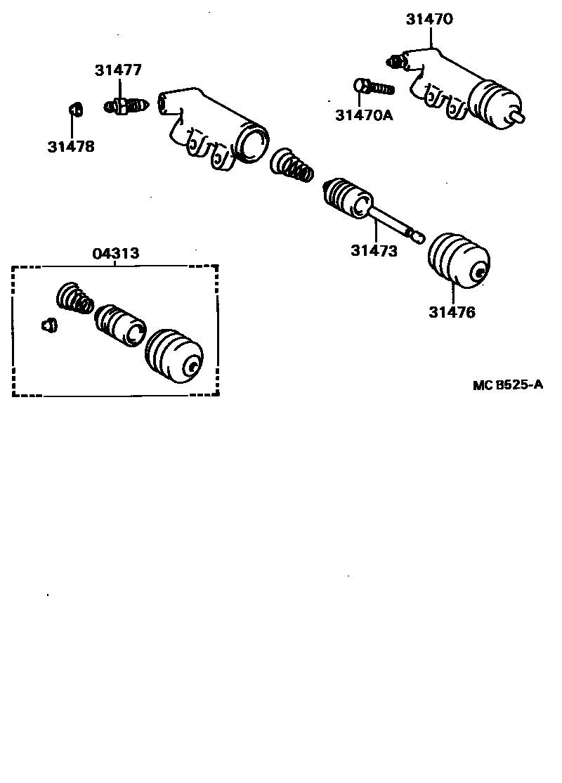 Toyota COROLLA 离合器分离缸 EPC diagram — MCB525A