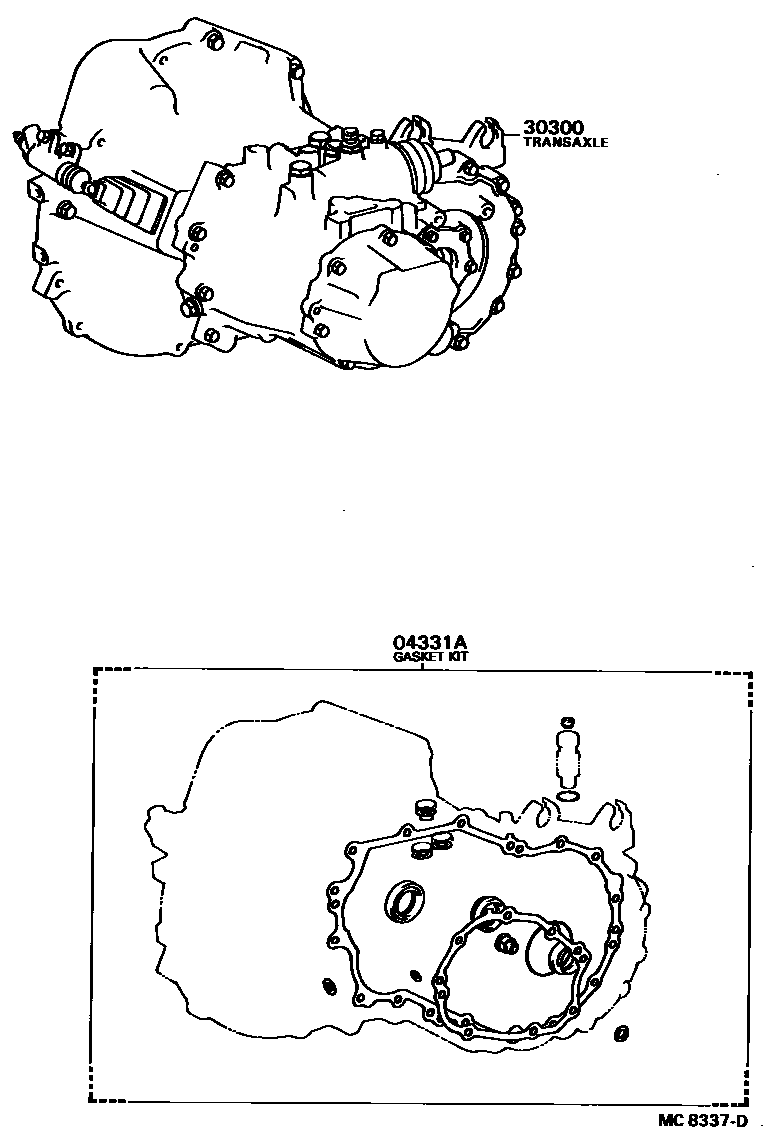 Toyota COROLLA 传动桥或变速器总成和衬垫组件(MTM) EPC diagram — MC8337D