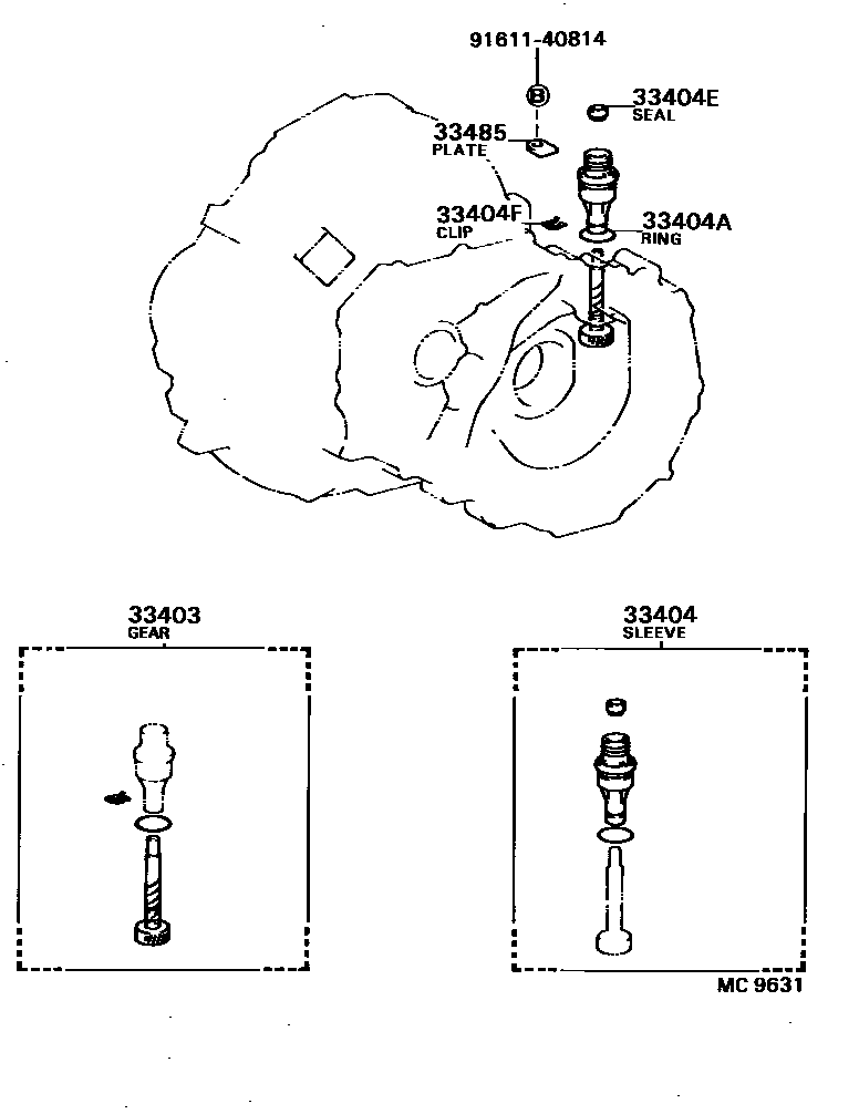 Toyota COROLLA 速度表从动齿轮(MTM) EPC diagram — MC9631