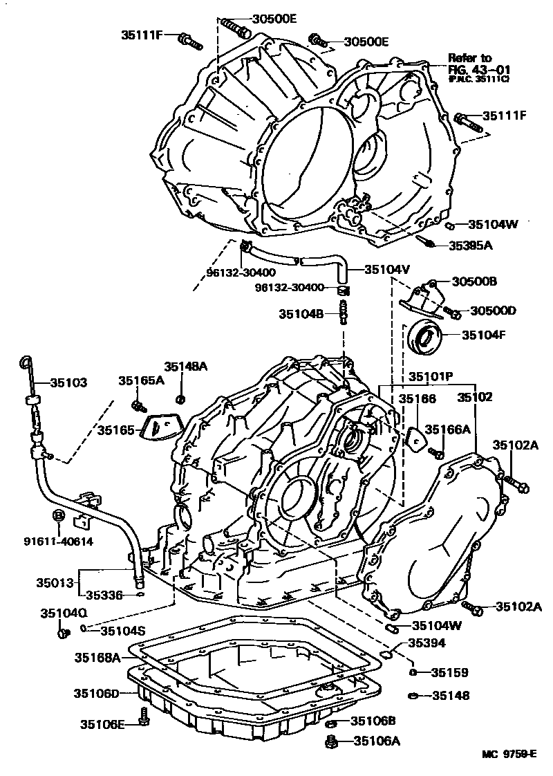 Toyota COROLLA 变速器壳和油底壳(ATM) EPC diagram — MC9759E