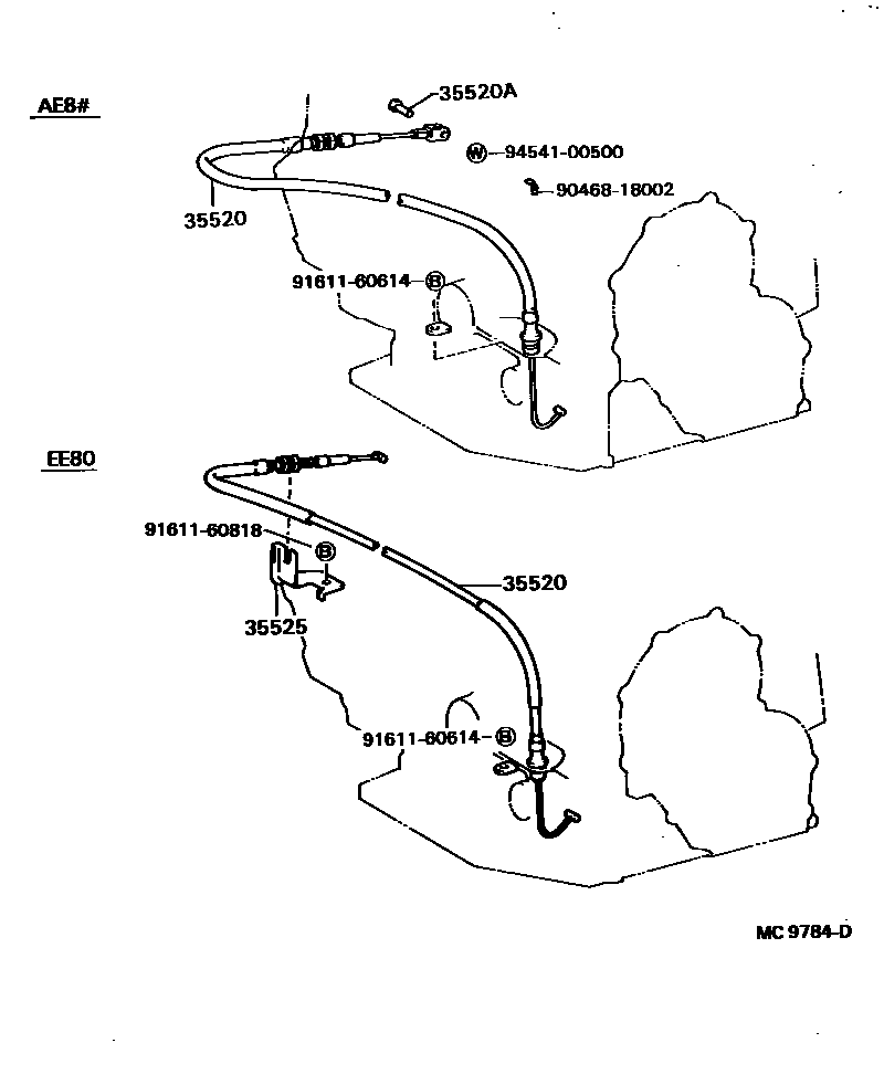Toyota COROLLA 节气阀连杆和阀杆(ATM) EPC diagram — MC9784D