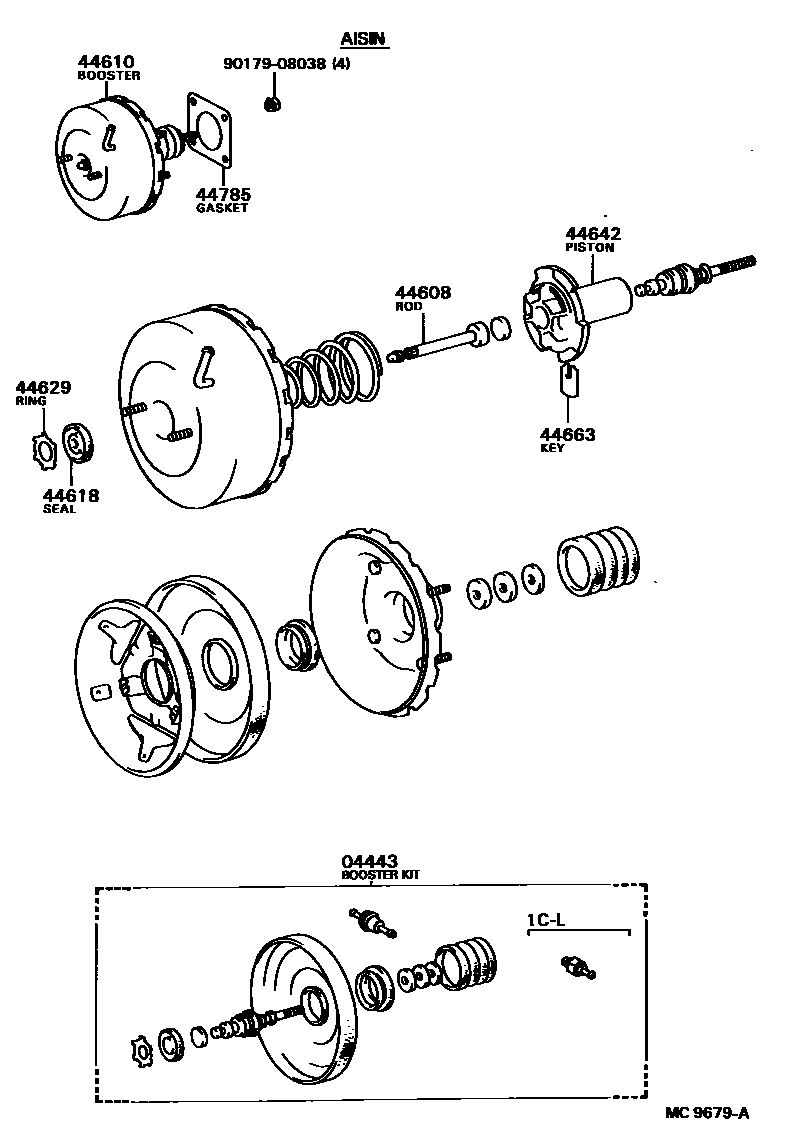 Toyota COROLLA 制动助力器和真空管 EPC diagram — MC9679A