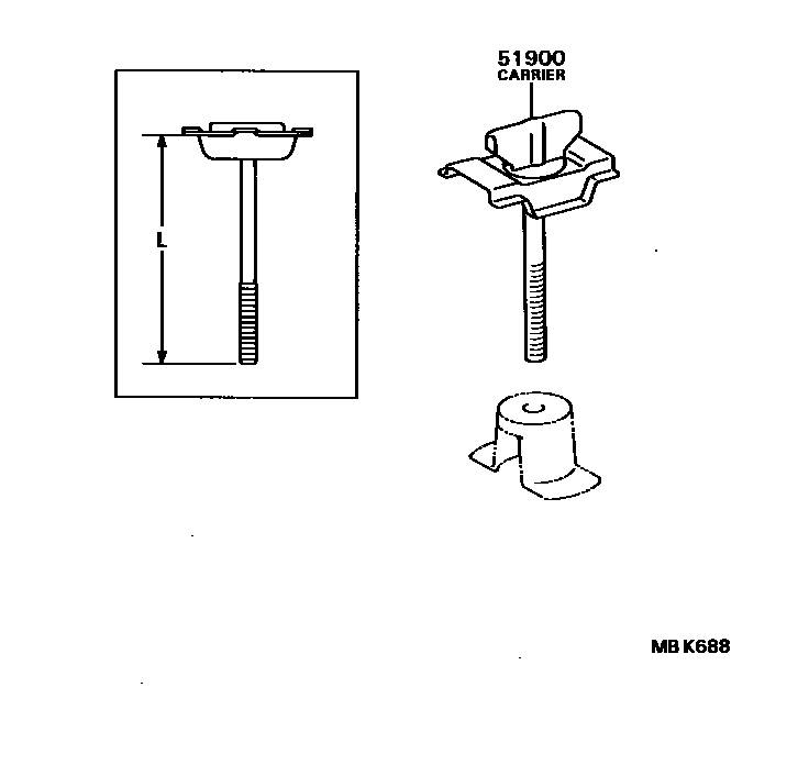 Toyota COROLLA Spare tire rack EPC diagram — MBK688