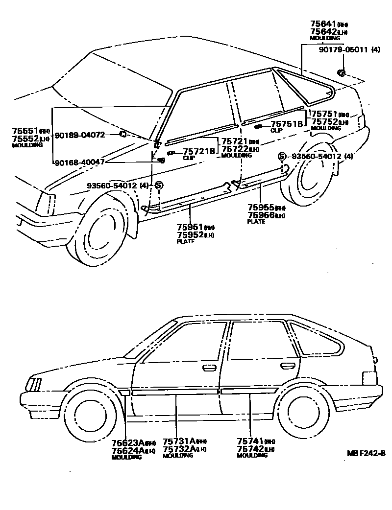 Toyota COROLLA 侧防护条 EPC diagram — MBF242B