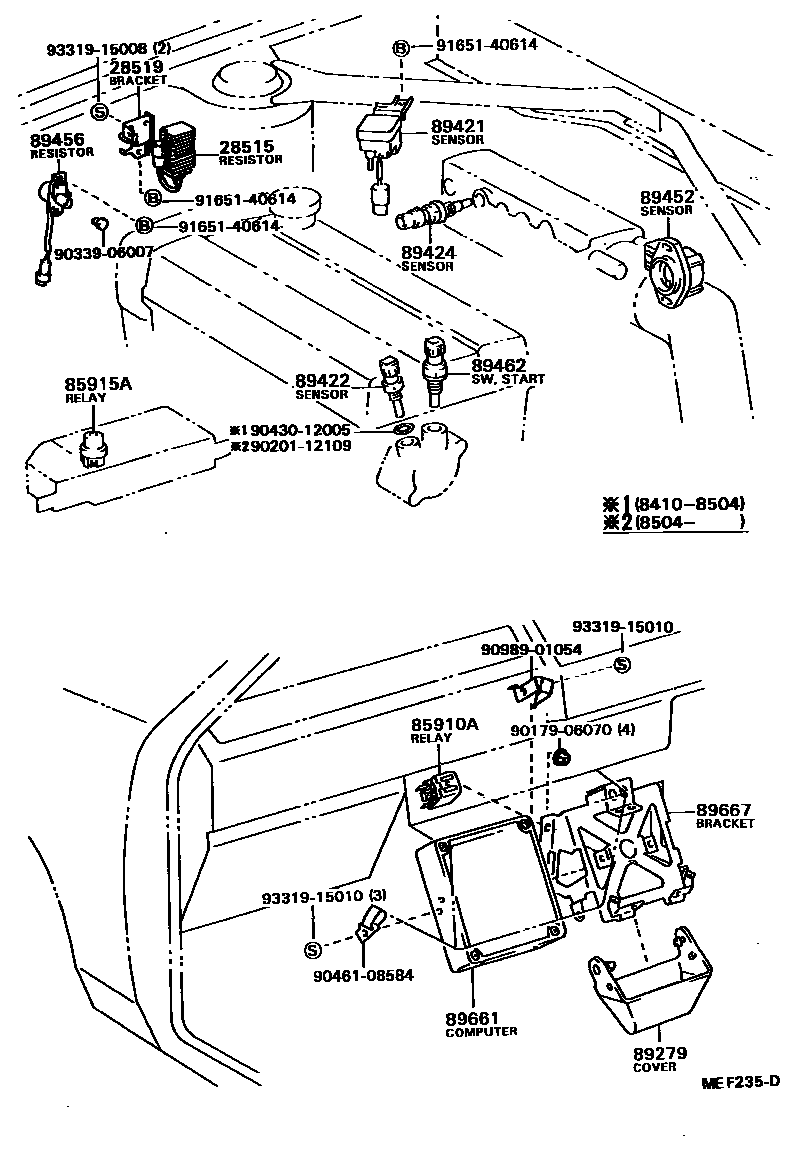 Toyota COROLLA 电子燃油喷射系统 EPC diagram — MEF235D