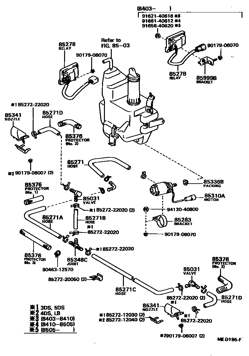Toyota COROLLA 前大灯清洗器 EPC diagram — MED195F