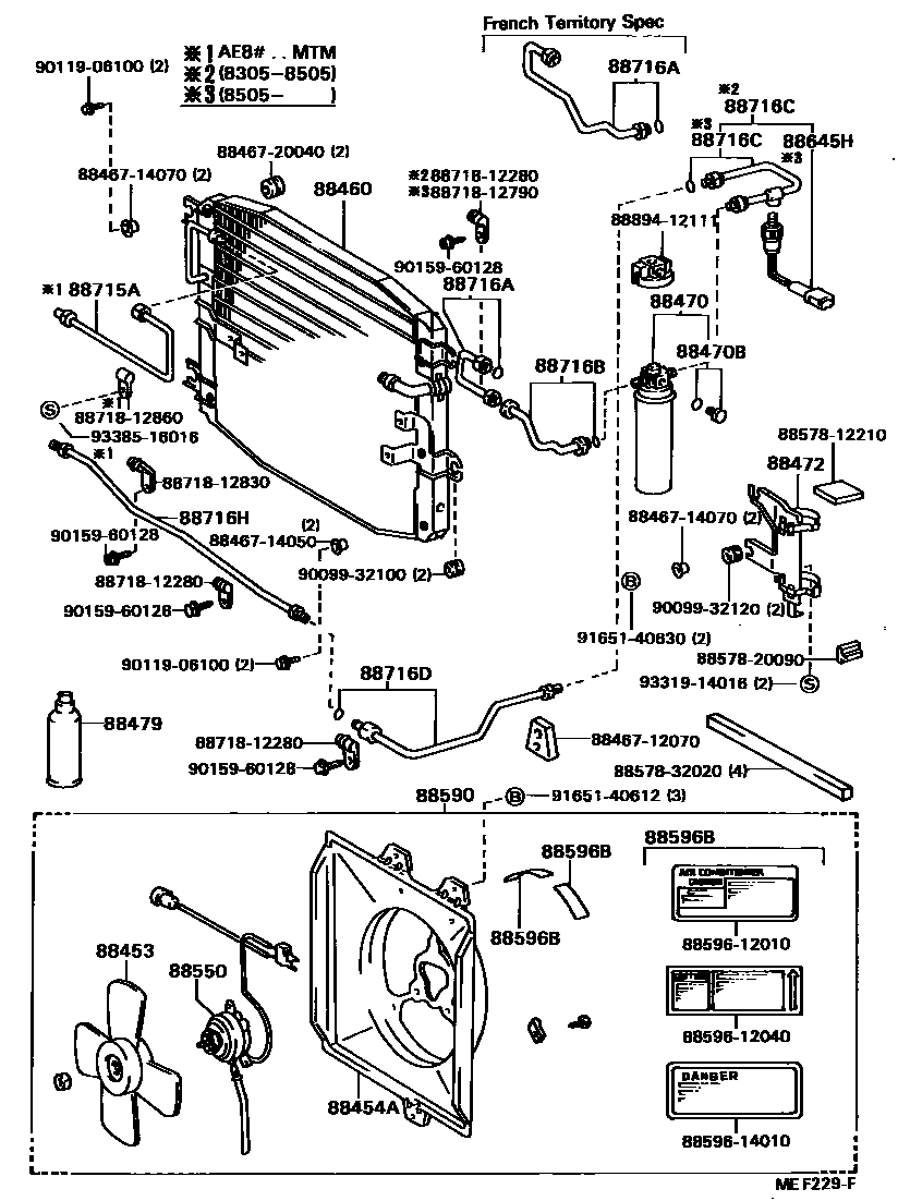 Toyota COROLLA Heating & Air Conditioning - Cooler Piping EPC diagram — MEF229F