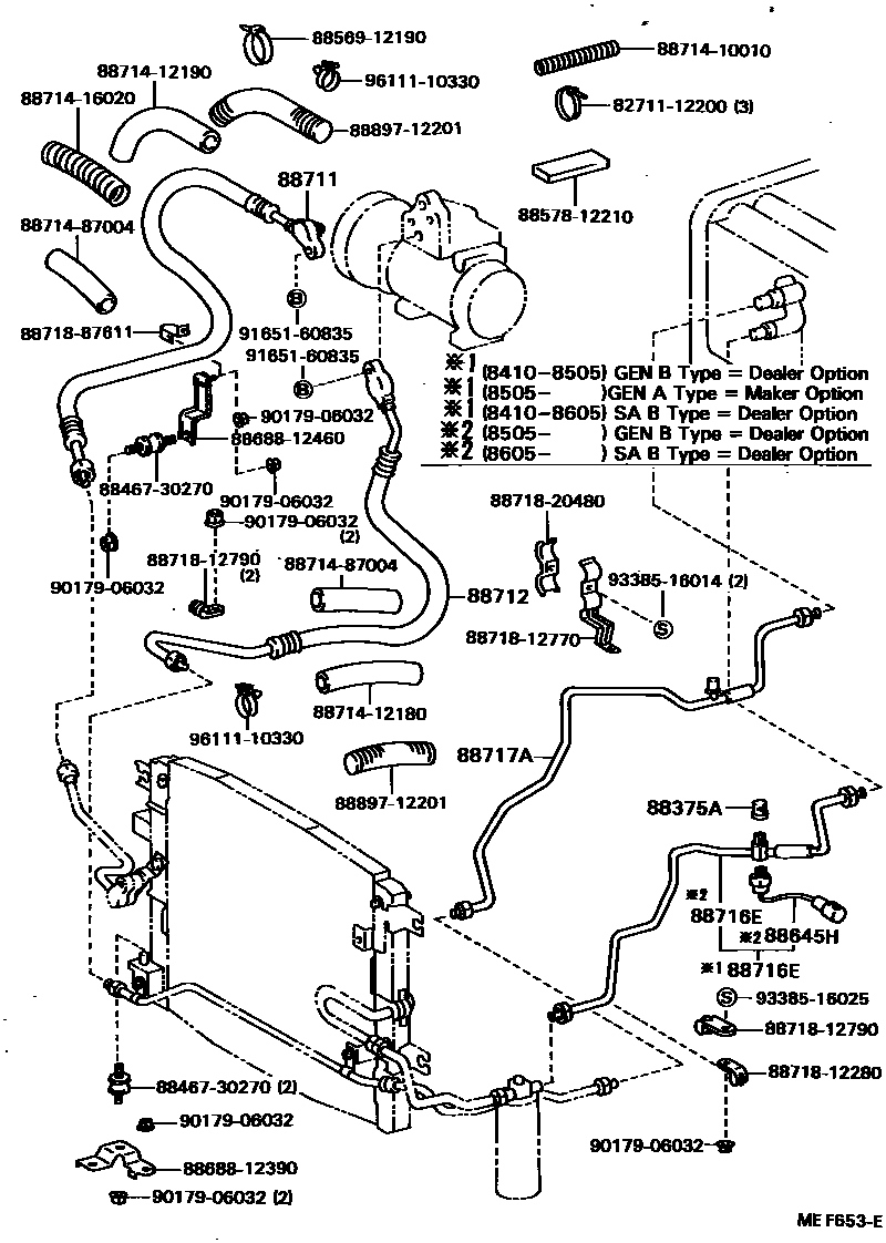 Toyota COROLLA Heating & Air Conditioning - Cooler Piping EPC diagram — MEF653E