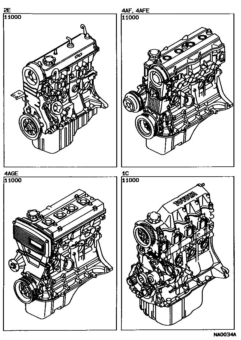 Toyota COROLLA Partial Engine Assembly EPC diagram — NA0034A